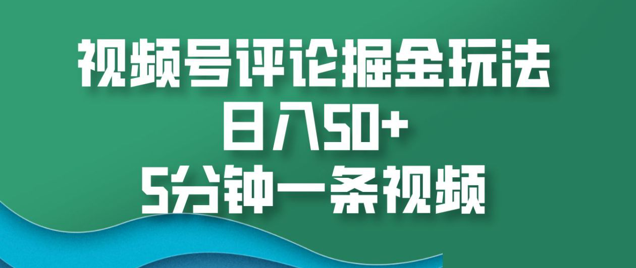 视频号评论掘金玩法，日入50+，5分钟一条视频！-项目网资源站