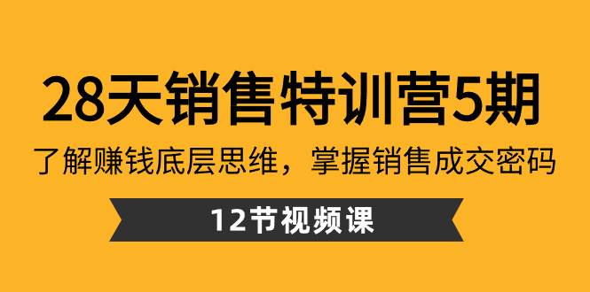 28天·销售特训营5期：了解赚钱底层思维，掌握销售成交密码（12节课）-项目网资源站