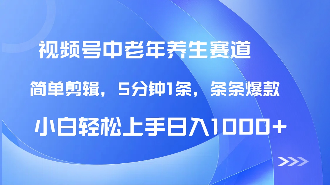 DeepSeek+既梦做视频号中老年养生赛道，条条爆款5分钟1条，轻松日入1000+-项目网资源站