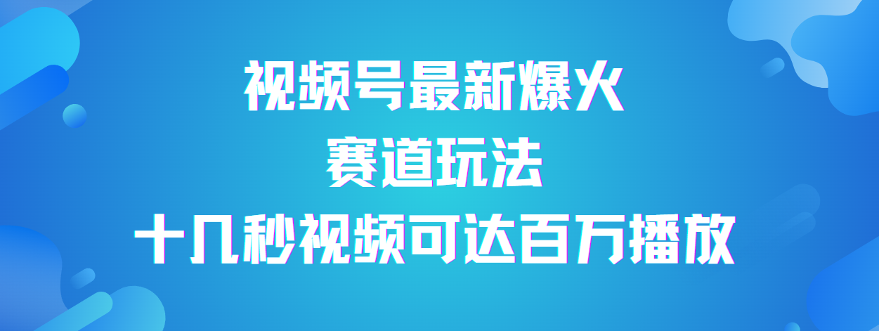 视频号最新爆火赛道玩法，流量巨大，视频制作简单，轻松月入数万-项目网资源站