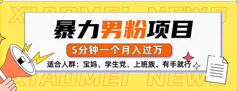 男粉项目，5分钟一个，无脑月入五位数-项目网资源站