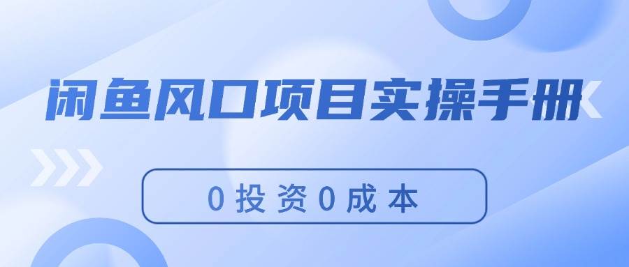 闲鱼风口项目实操手册，0投资0成本，让你做到，月入过万，新手可做-项目网资源站