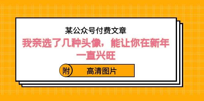 某公众号付费文章：我亲选了几种头像，能让你在新年一直兴旺（附高清图片）-项目网资源站