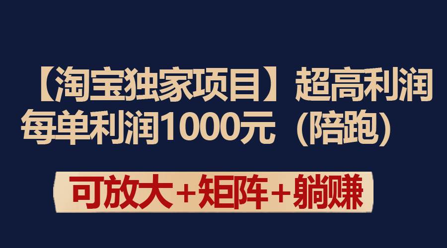 【淘宝独家项目】超高利润：每单利润1000元-项目网资源站