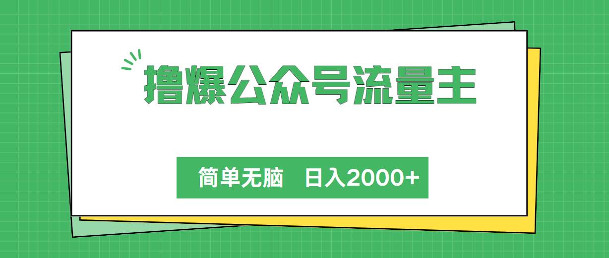 撸爆公众号流量主，简单无脑，单日变现2000+-项目网资源站