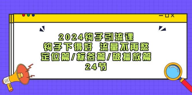 2024钩子·引流课：钩子下得好 流量不再愁，定位篇/标签篇/破播放篇/24节-项目网资源站