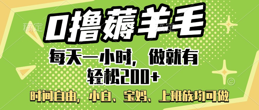0撸薅羊毛项目，每天一小时，做就有轻松200+，宝妈、小白上班族均可做-项目网资源站