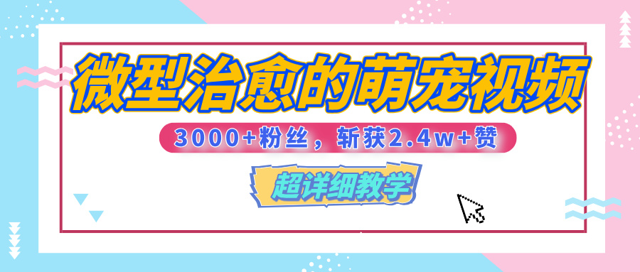 【揭秘】微型治愈的萌宠视频，3000+粉丝，6秒的视频、斩获2.4w+赞【附详细教程】-项目网资源站