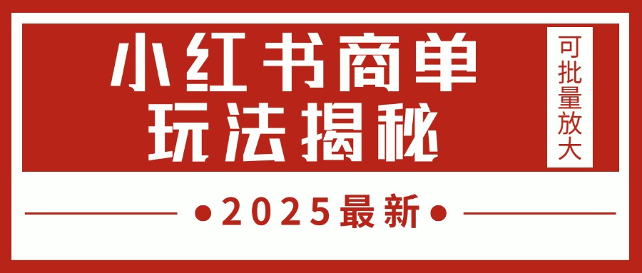 2025最新，小红书商单玩法揭秘，每天5分钟，单个账号日入300+，可批量放大-项目网资源站