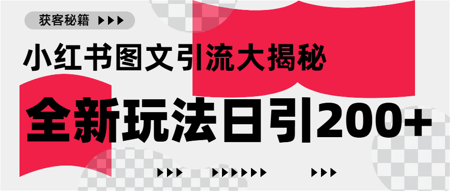 小红书图文引流，只需一张图片即可撬动百万流量，日引200+创业粉-项目网资源站