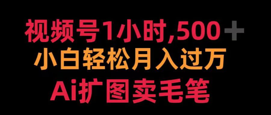视频号每天1小时，收入500＋，Ai扩图卖毛笔-项目网资源站