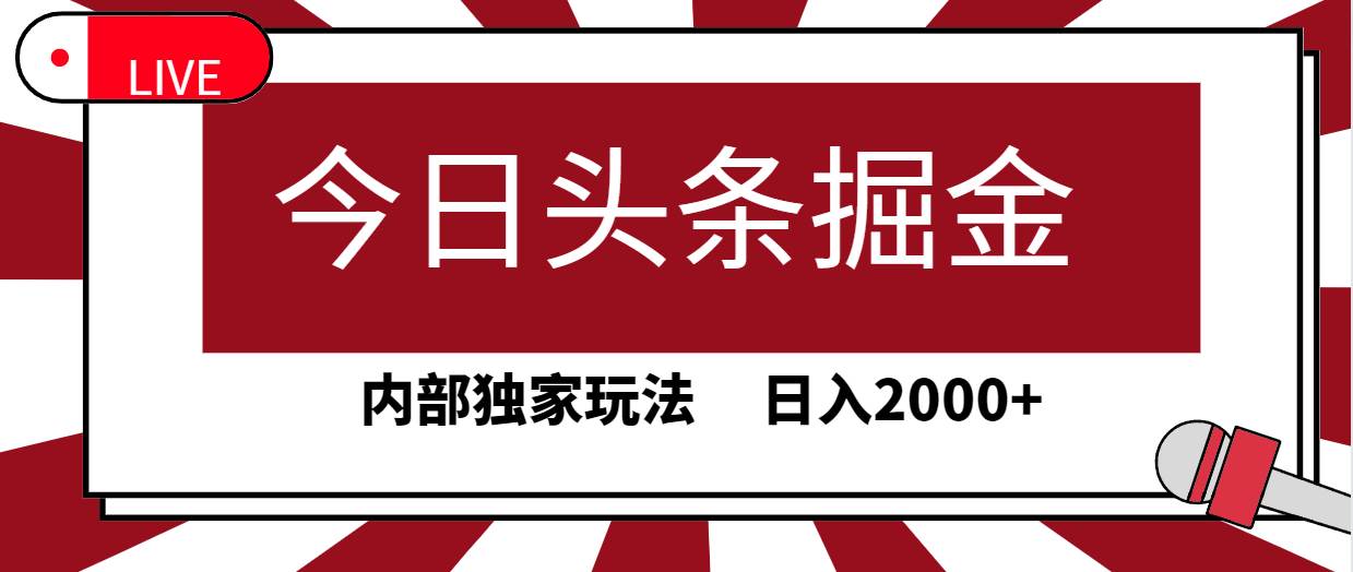 今日头条掘金，30秒一篇文章，内部独家玩法，日入2000+-项目网资源站