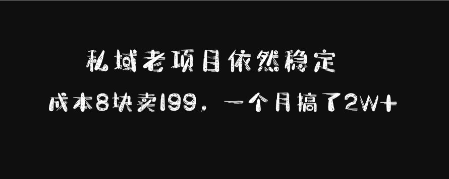 私域老项目依然稳定，成本8块卖199，一个月搞了2W+-项目网资源站
