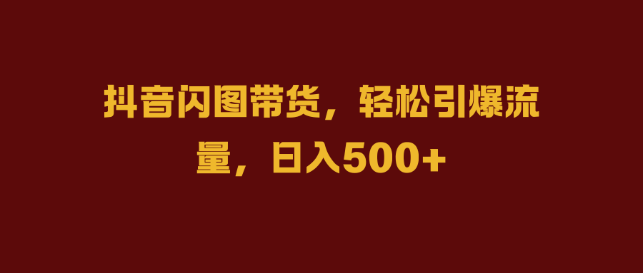 抖音闪图带货，轻松引爆流量，日入500+-项目网资源站