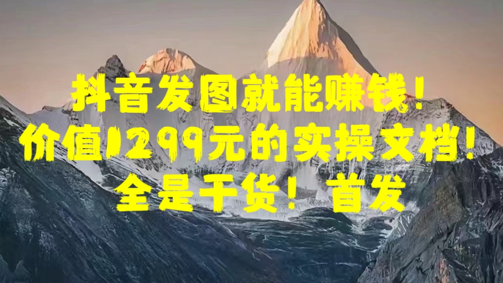 抖音发图就能赚钱！价值1299元的实操文档，全是干货！首发-项目网资源站