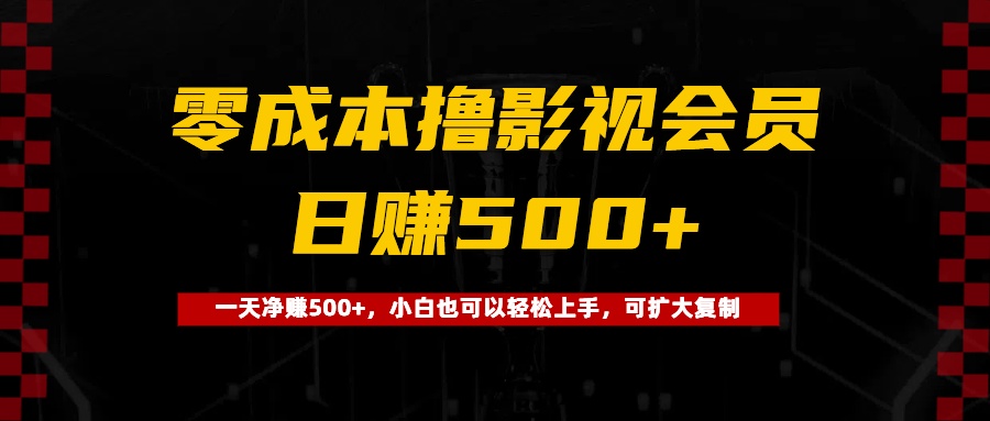 0成本撸影视会员，一天净赚500+，小白也可以轻松上手，可扩大复制-项目网资源站