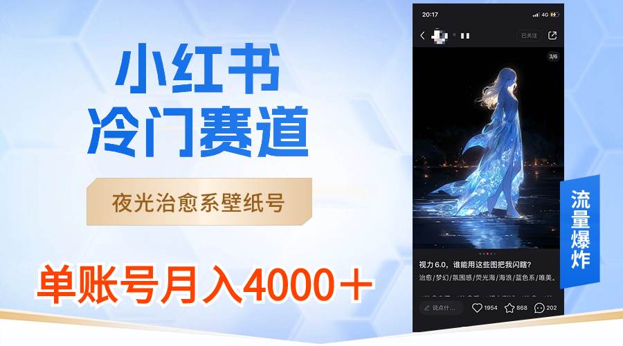 小红书冷门赛道，夜光治愈系壁纸号，单号月入4000＋-项目网资源站