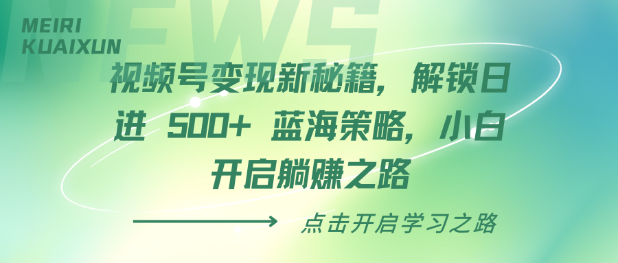 视频号变现新秘籍，解锁日进 500+ 蓝海策略，小白开启躺赚之路-项目网资源站