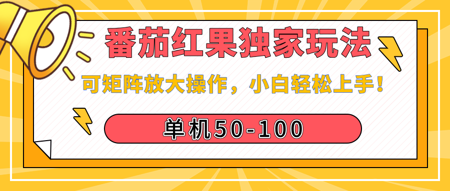 番茄红果独家玩法，单机50-100，可矩阵放大操作，小白轻松上手！-项目网资源站