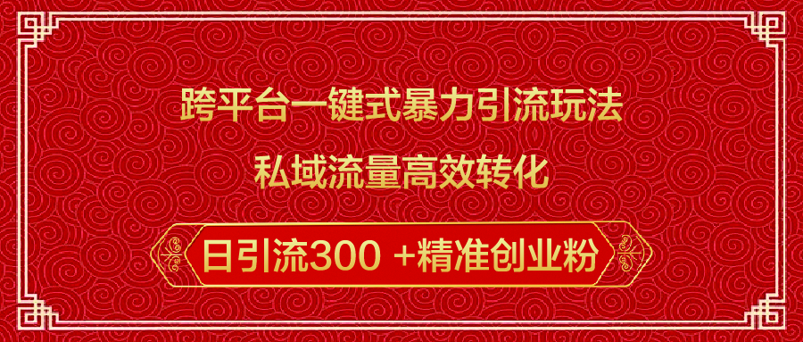 跨平台一键式暴力引流玩法，私域流量高效转化日引流300 +精准创业粉-项目网资源站