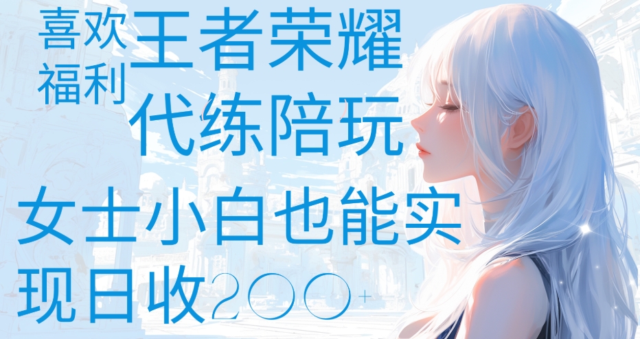 王者荣耀代打陪练喜欢王者的福利边玩还能多个收入女士小白也能轻松实现日收200+-项目网资源站
