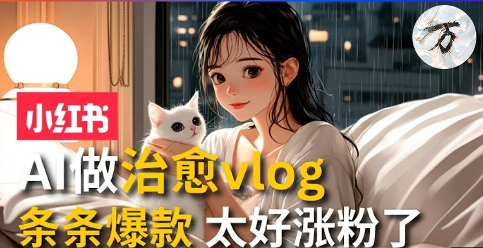 AI治愈系vlog动画视频，小红书7天 涨粉破千，商单报价1500+，0成本制作，日入2000+，有手就会 -项目网资源站