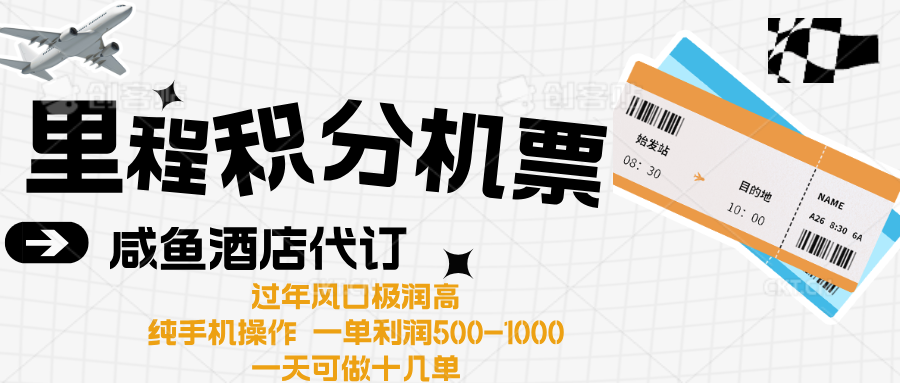 出行高峰来袭，里程积分/酒店代订高爆发期，一单300+—2000+-项目网资源站