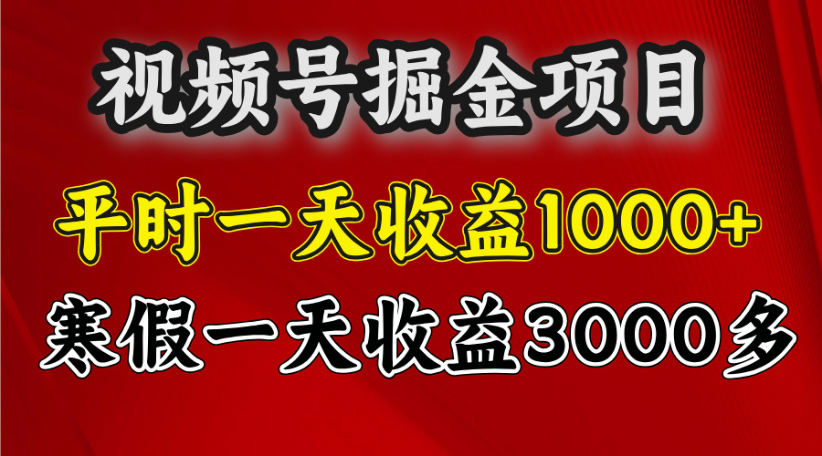 视频号掘金项目，寒假一天收益3000多-项目网资源站