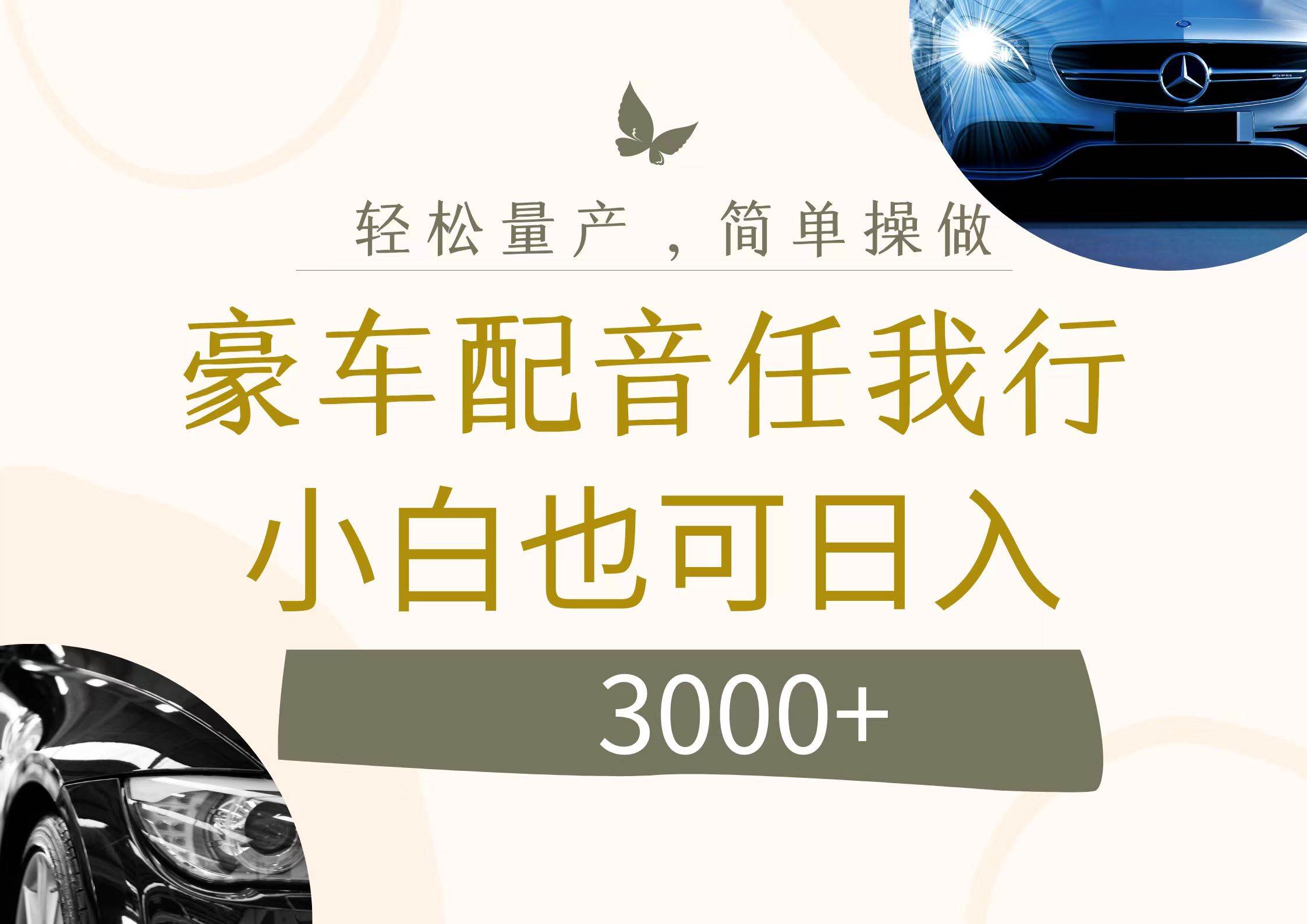 不为人知的暴力小项目，豪车配音，日入3000+-项目网资源站
