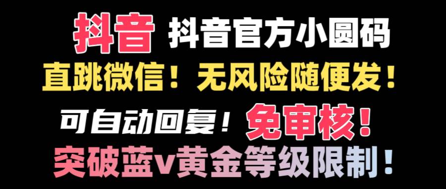 抖音二维码直跳微信技术！站内随便发不违规！！-项目网资源站