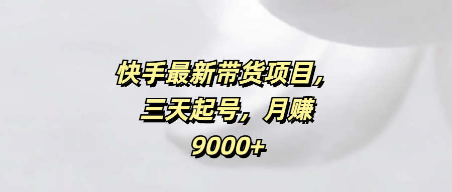 快手最新带货项目，三天起号，月赚9000+-项目网资源站