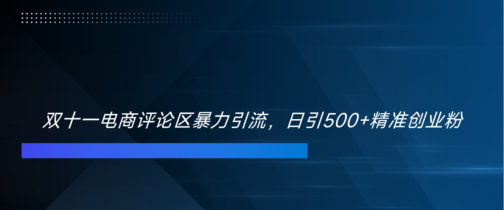 双十一电商评论区暴力引流，日引500+精准创业粉！！！-项目网资源站