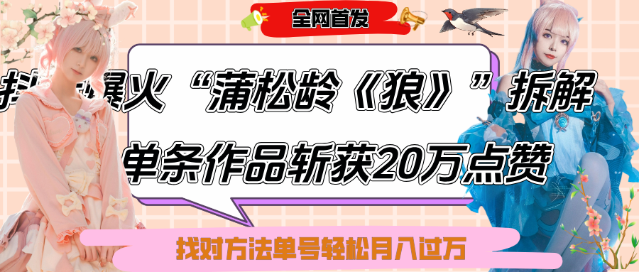 抖音爆火“蒲松龄《狼》”实战拆解，仅6条作品涨粉24W,单条作品收获20万点赞，找对方法轻松起号月入过万-项目网资源站