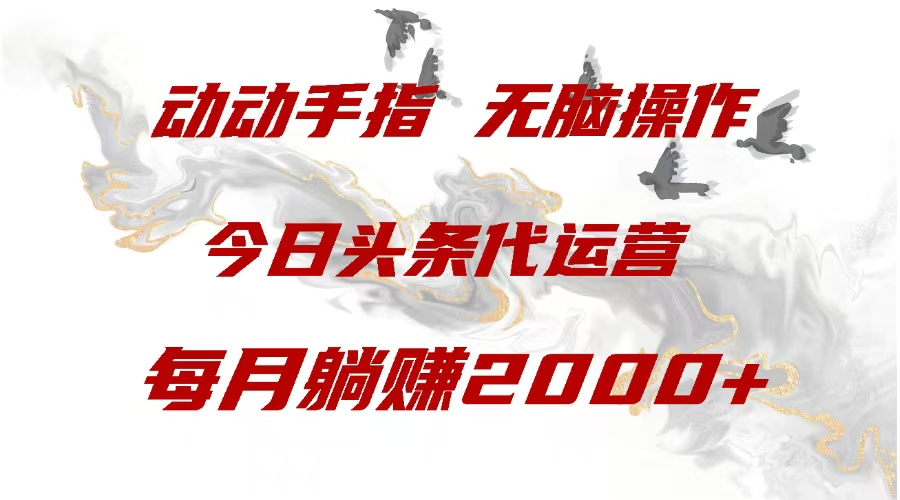 今日头条代运营，动动手指，一月躺赠2000+-项目网资源站