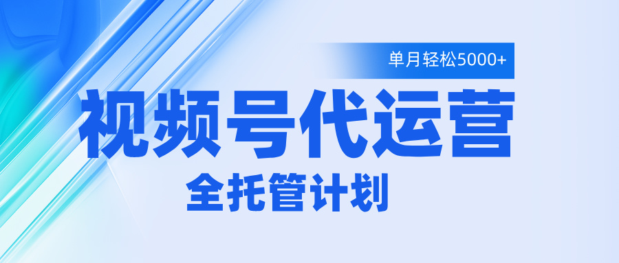 视频号代运营2.0，全程托管招募，单月轻松变现5000+-项目网资源站
