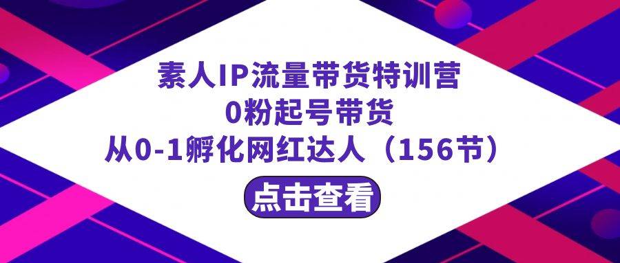 繁星·计划素人IP流量带货特训营：0粉起号带货 从0-1孵化网红达人（156节）-项目网资源站