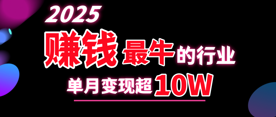 2025赚钱最牛的行业，单月变现超10w-项目网资源站
