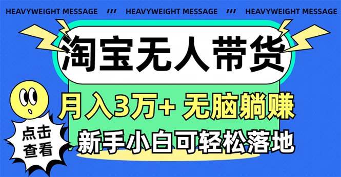 淘宝无人带货3.0高收益玩法，月入3万+，无脑躺赚，新手小白可落地实操-项目网资源站