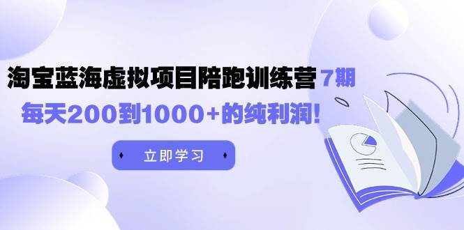 黄岛主《淘宝蓝海虚拟项目陪跑训练营7期》每天200到1000+的纯利润-项目网资源站