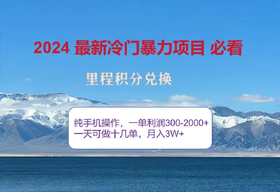 2024惊爆冷门暴利！出行高峰来袭，里程积分，高爆发期，一单300+—2000+，月入过万不是梦！-项目网资源站