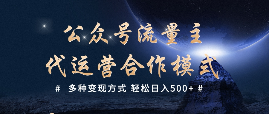 公众号流量主代运营  多种变现方式 轻松日入500+-项目网资源站