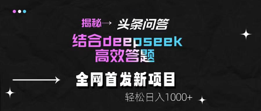 揭秘头条问答新玩法！结合deepseek高效答题，轻松日入1000+-项目网资源站