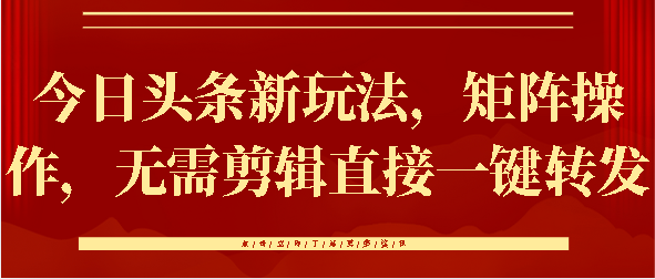 今日头条新玩法，矩阵操作，无需剪辑直接一键转发-项目网资源站