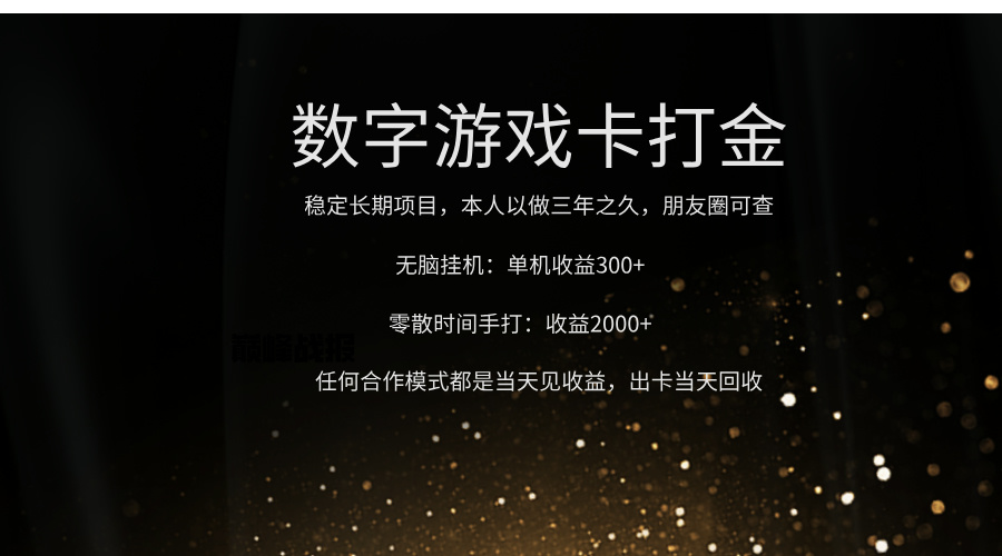 正规游戏卡打金，单机无脑挂收益300+，手打收益无上限！！！-项目网资源站
