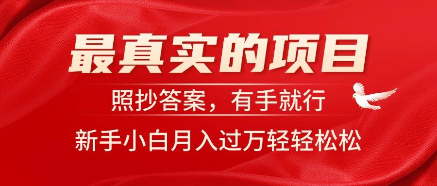 最真实的项目，照抄答案，有手就行，新手小白月入过万轻轻松松-项目网资源站