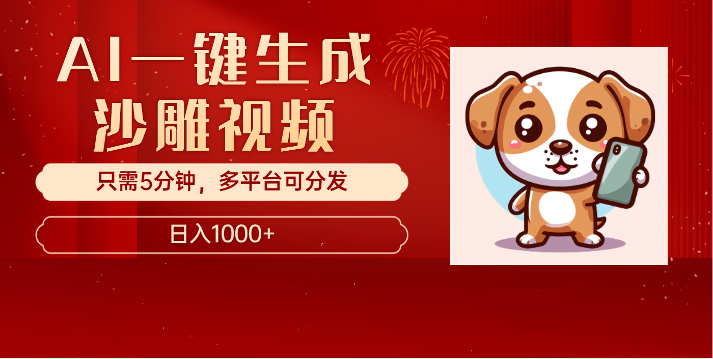 AI一键生成沙雕视频，一条视频千万播放，轻松日入1000+-项目网资源站
