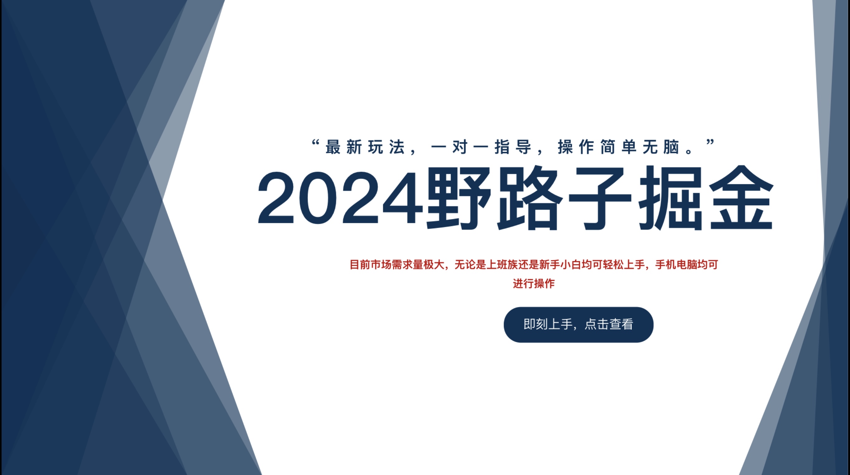 2024野路子掘金，最新玩 法， 一对一指导，操作简单无脑。-项目网资源站