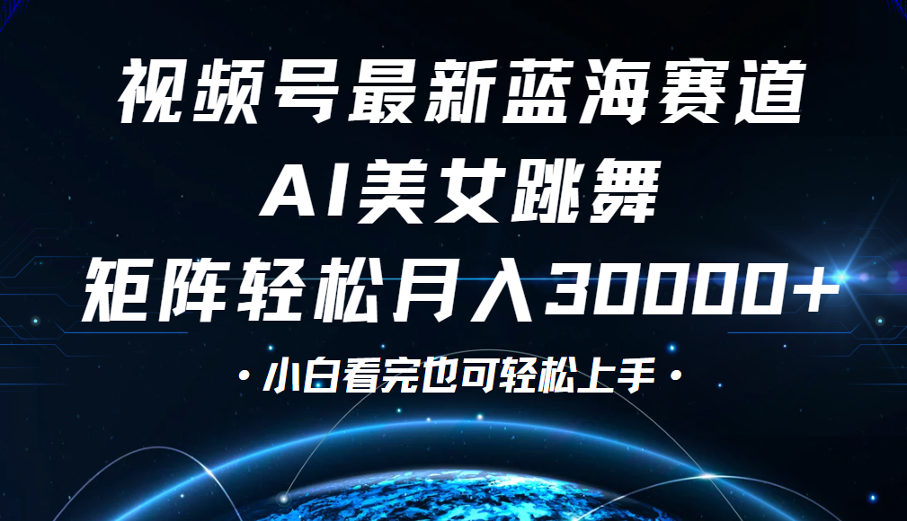 视频号蓝海赛道玩法，当天起号，拉爆流量收益，小白也能轻松月入30000+-项目网资源站