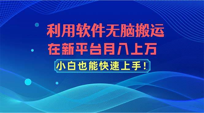 利用软件无脑搬运，在新平台月入上万，小白也能快速上手-项目网资源站