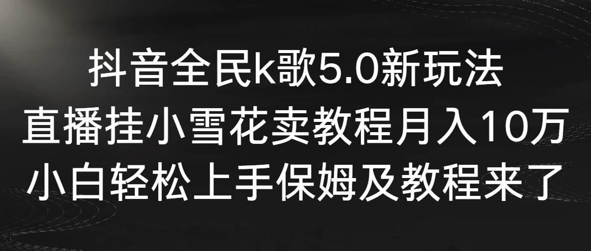 抖音全民k歌5.0新玩法，直播挂小雪花卖教程月入10万，小白轻松上手，保…-项目网资源站